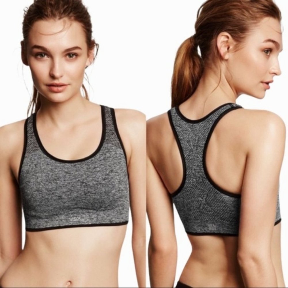 Victoria's Secret VSX Reversible Gray/Black Racerback Sports Bra Size Medium